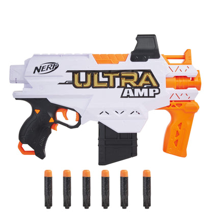 Nerf Ultra Amp Motorized Blaster, 6-Dart Clip, 6 Ultra Darts, Compatible Only Ultra Darts