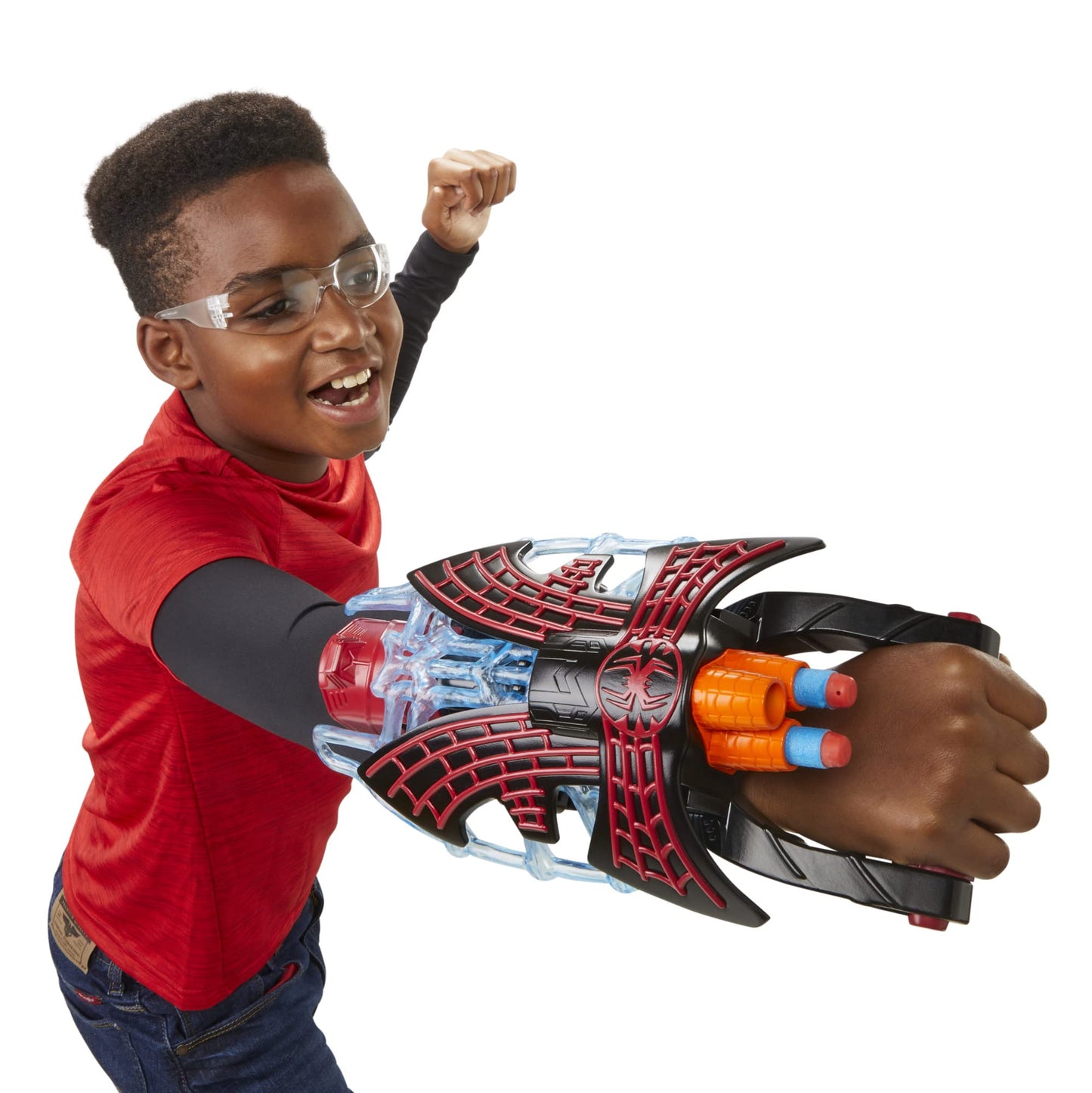 Marvel Spider-Man: Across The Spider-Verse Miles Morales Tri-Shot NERF Blaster, with 3 Darts, Spider-Man Toys, Super Hero Toys for 5 Year Old Boys