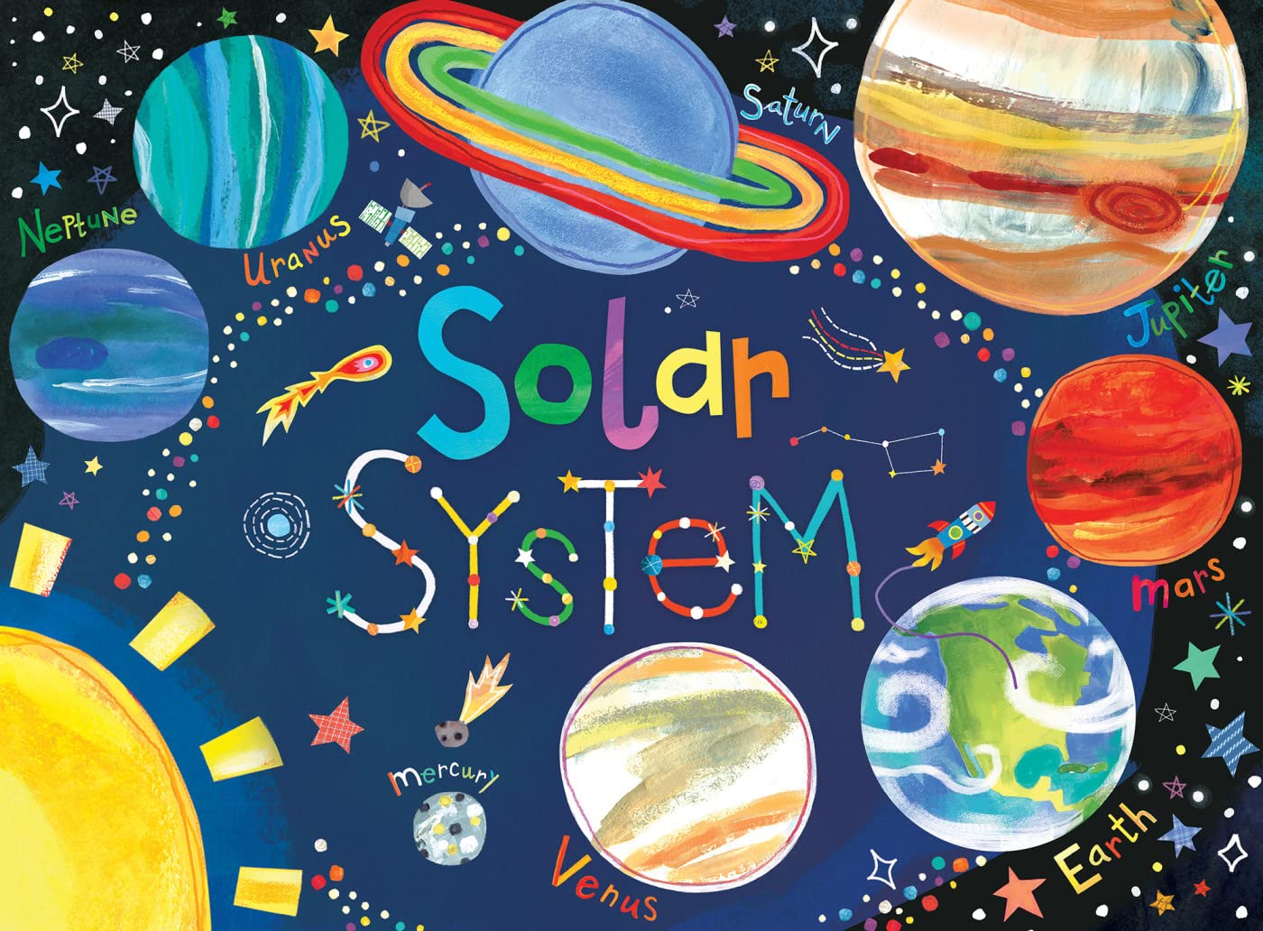 MasterPieces 60 Piece Solar System Puzzle for Kids - Astronaut Theme - 19"x14" - Fun & Educational