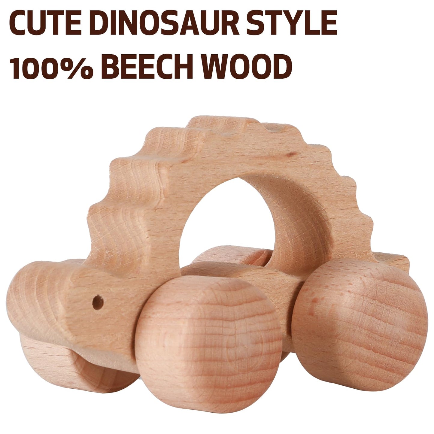 INTEGOO Wooden Toys Cars (2 Pack) for Toddler Montessori Inspired Teething Push Toys Exercise Baby's Grip Ability