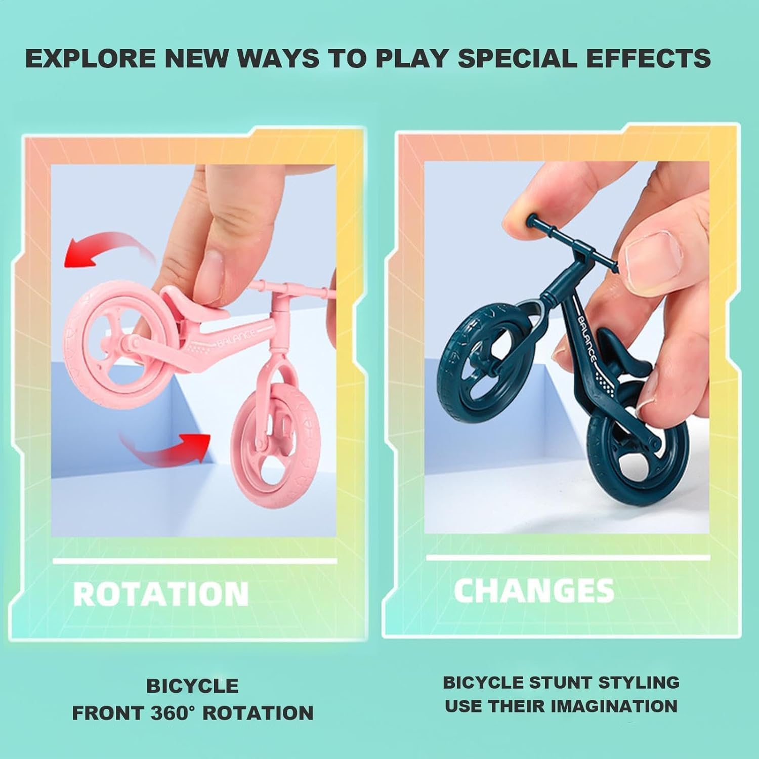 Mozff Mini Finger Mountain Bike, Desktop Decoration Cycling Figure, Random Colour, Small Mountain Cycling Figure Finger Playing