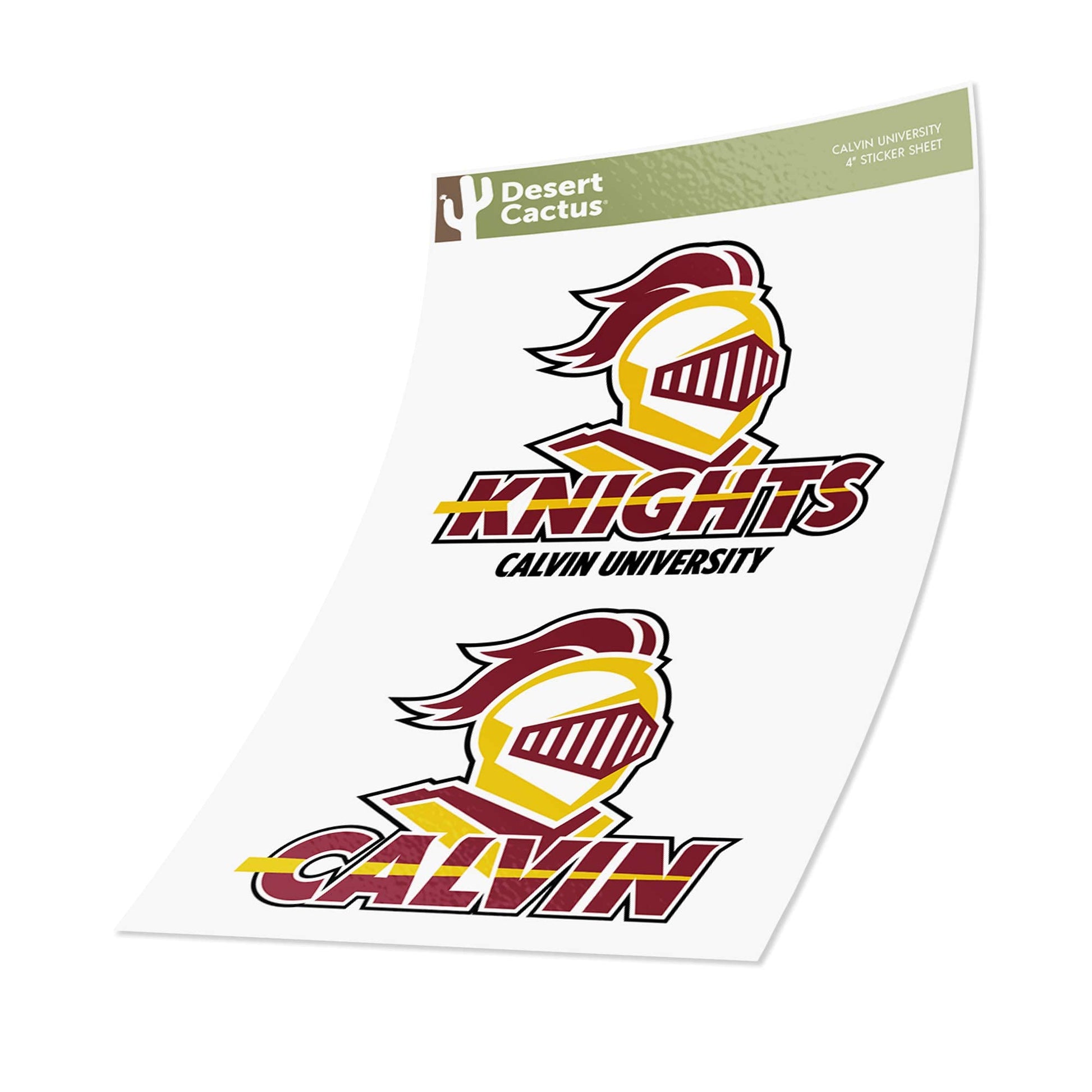 Desert Cactus Calvin University Sticker Knights Vinyl Decal Laptop Water Bottle Car Scrapbook (4 Inch Set V1)