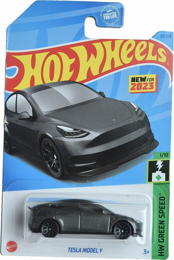 Hot Wheels Tesla Model Y, 1:64 Scale Car, Gray, 37/250