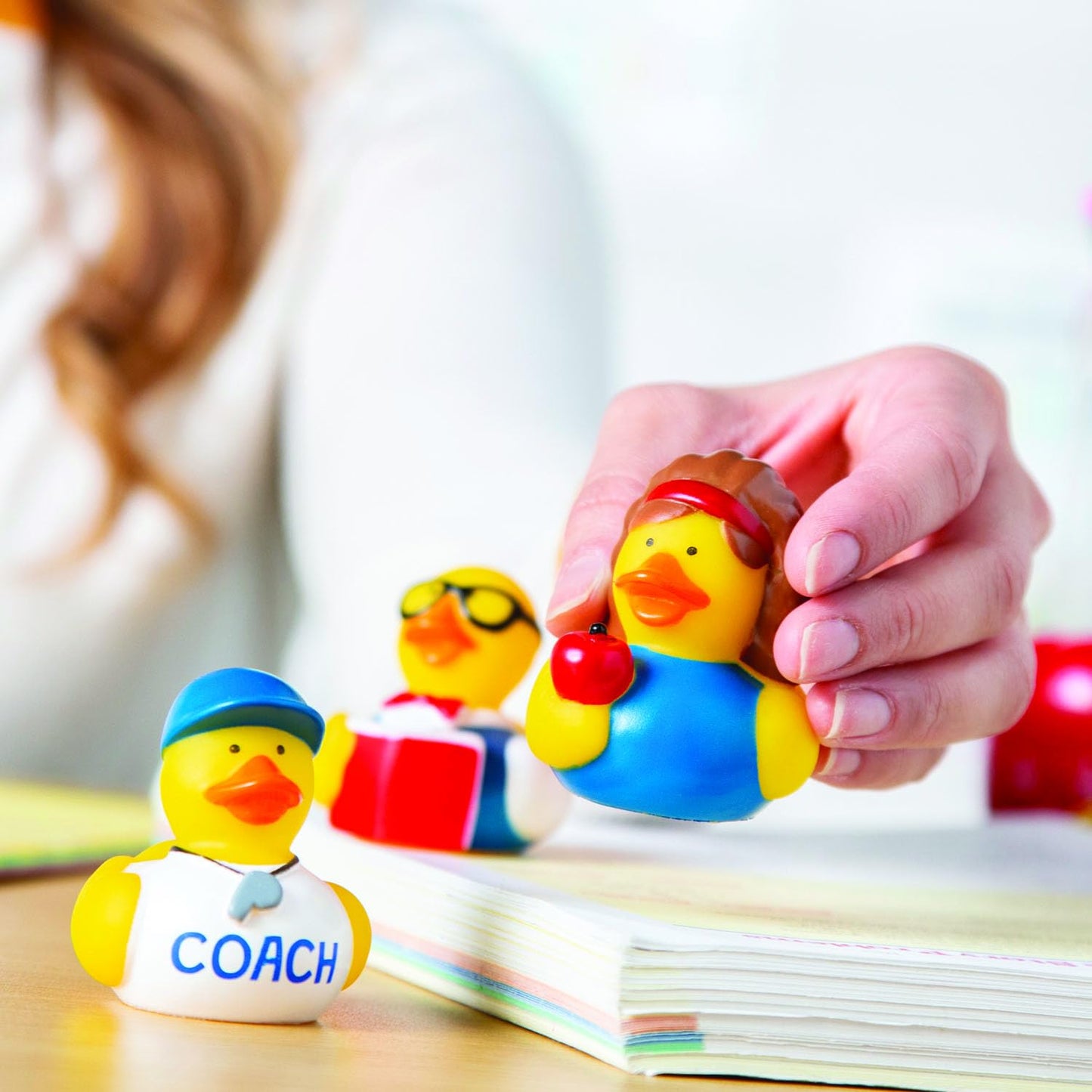 Fun Express Teacher Character Rubber Ducks - 12 Pieces - 2" x 2 1/4" - Vinyl Material