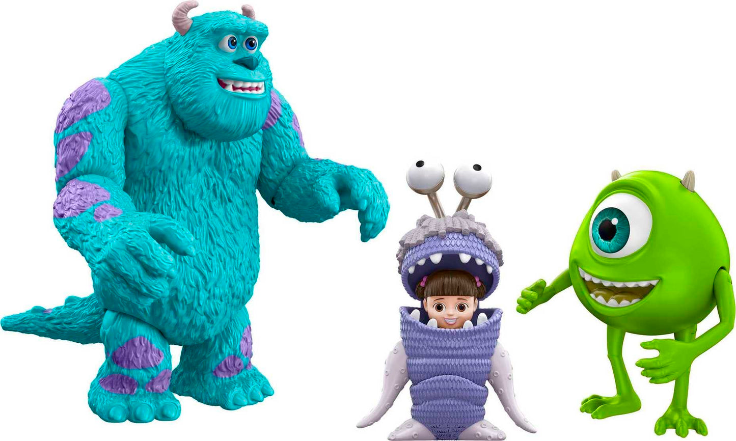 Mattel Disney and Pixar Monsters, Inc Storyteller 3 Action Figure Pack, Sulley Mike & Boo Characters in Get Boo Home Pack, Authentic Toys at 3 Inch