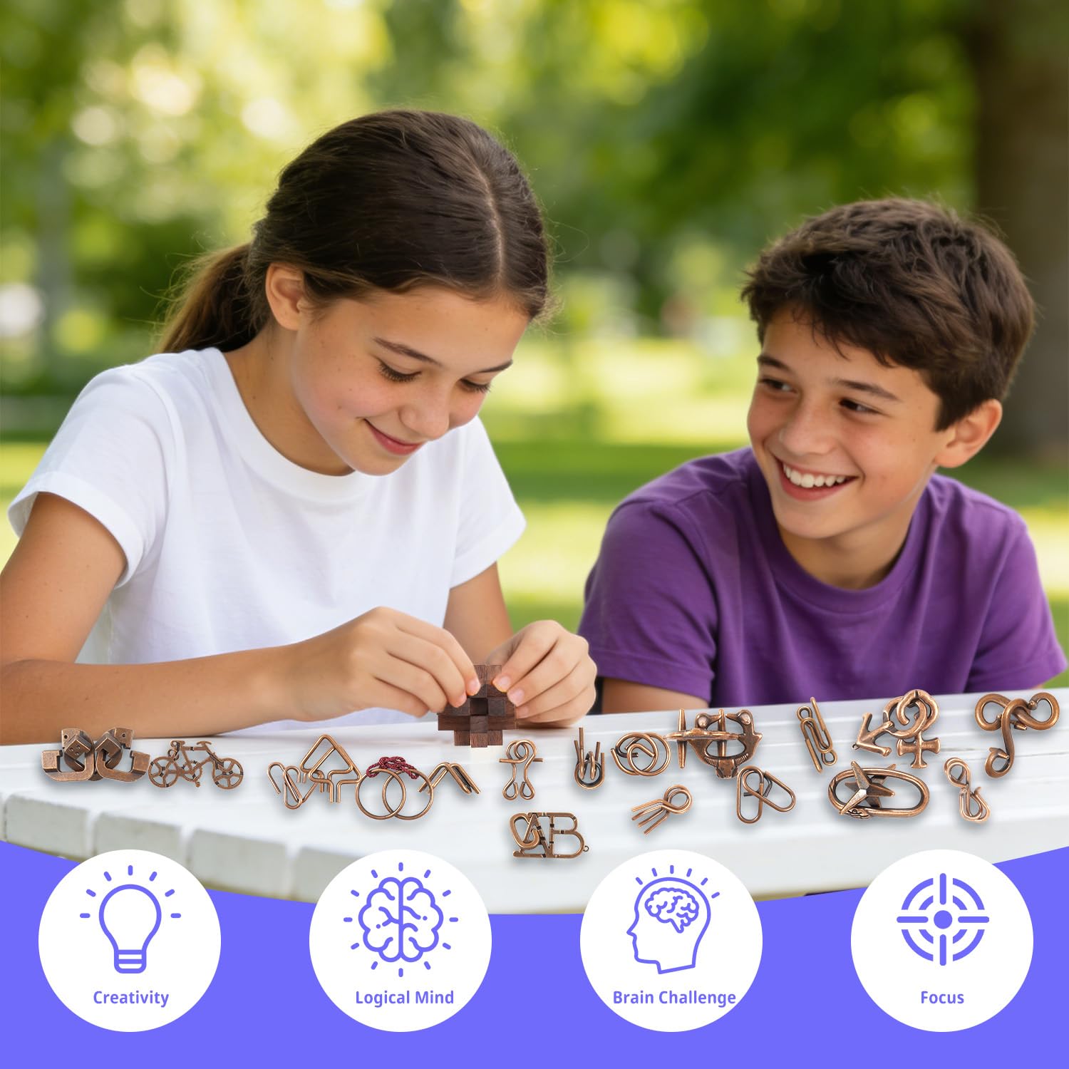 24 Pcs Brain Teaser Puzzles for Adults and Teens - Metal Puzzles 3D Puzzle Game Toys for Adults Teens - Wooden Unlock Interlocking Puzzle Adult IQ