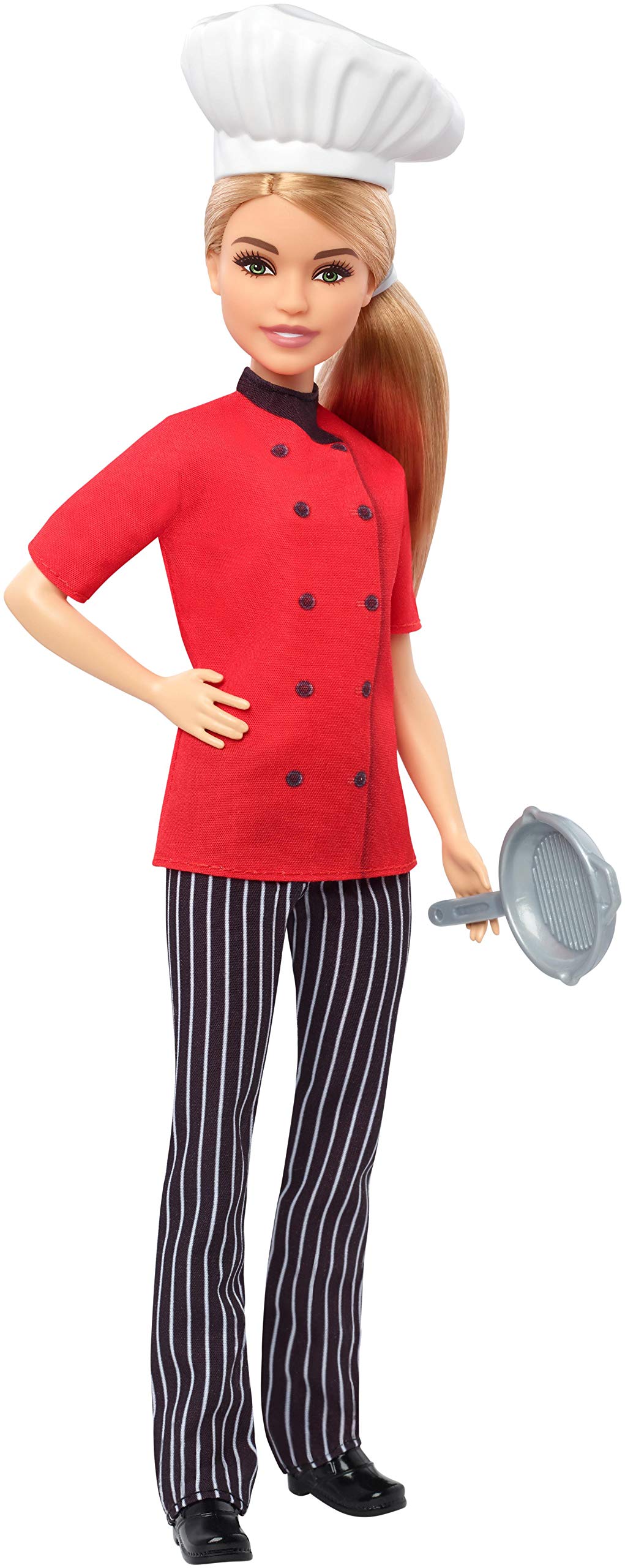 Barbie Chef Doll, Petite, Dressed in Chef-Inspired Coat with Frying Pan, Chef's Hat and Blonde Hair, Gift for 3 to 7 Year Olds