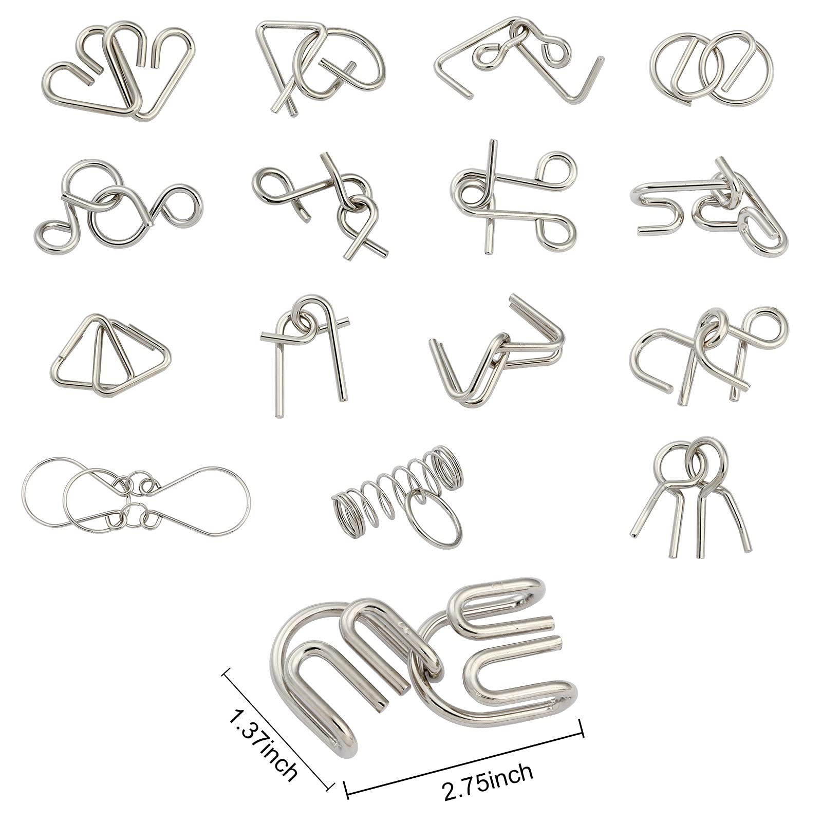 AIWAN LEZHI IQ Toys, Metal IQ Puzzle Set of 24, IQ Test Mind Game Toys Brain Teaser Metal Wire Puzzles Magic Trick Toy