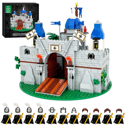 Piegricdiat Medieval Knight Castle Building Blocks Set - Comes with 12 Knights Figures , Compatible with Lego Medieval Town Square House Toys ,
