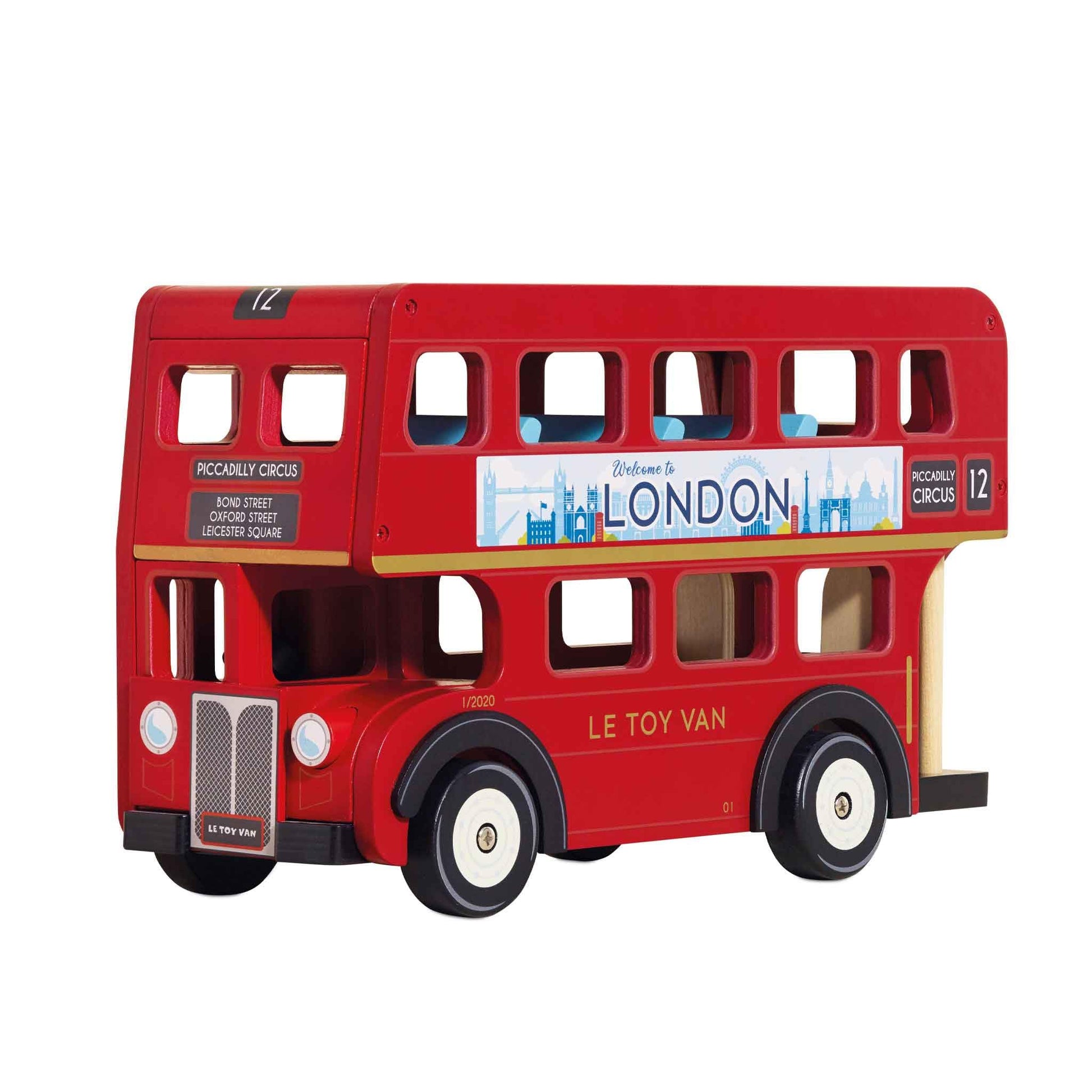 Le Toy Van - Cars & Construction - London Double Decker Bus - Wooden Bus - Role Play Toy - Suitable for Girls & Boys Age 3+, Red