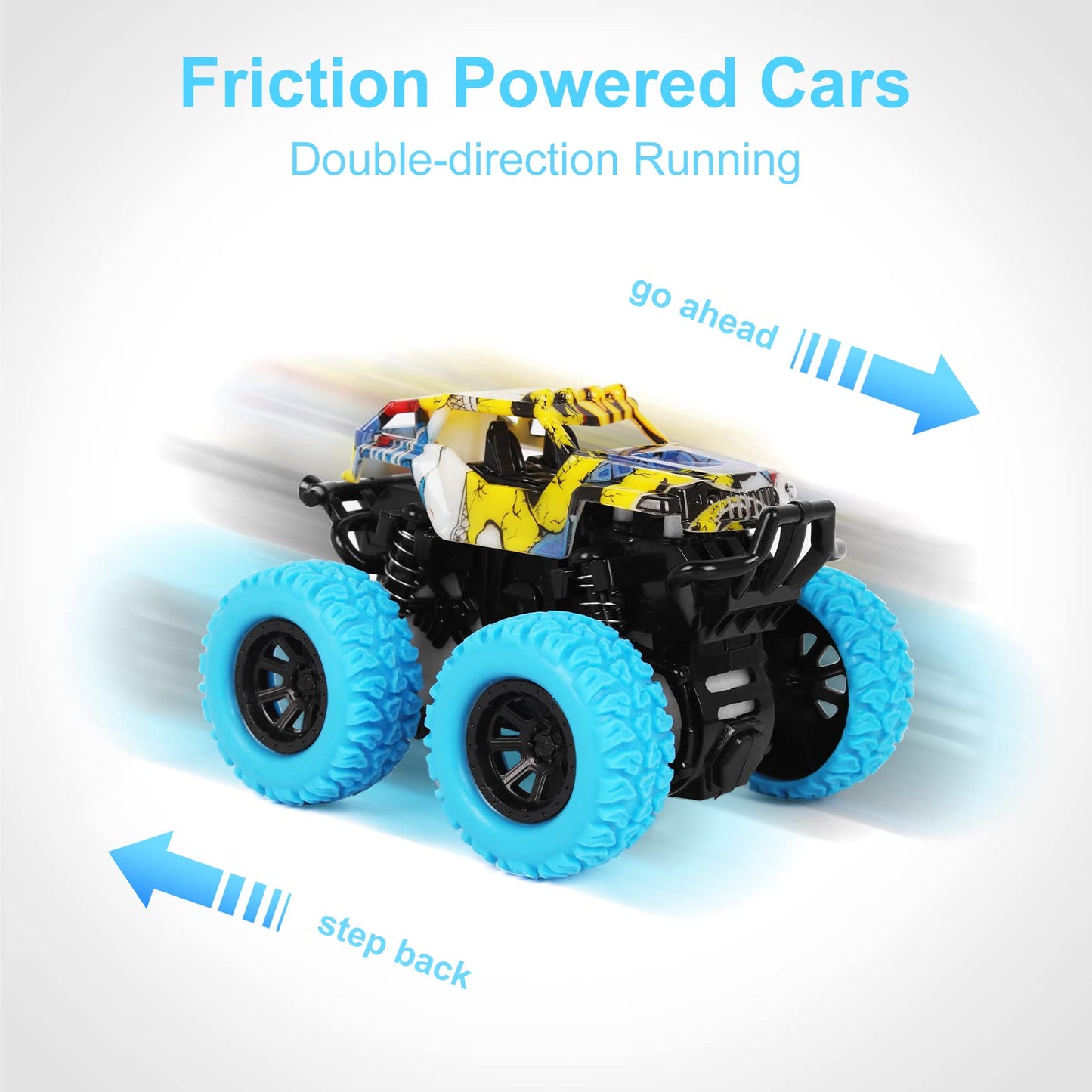 Monster Truck Toy Friction Car for Kid Toddler 360° Rotating (2 Pack)