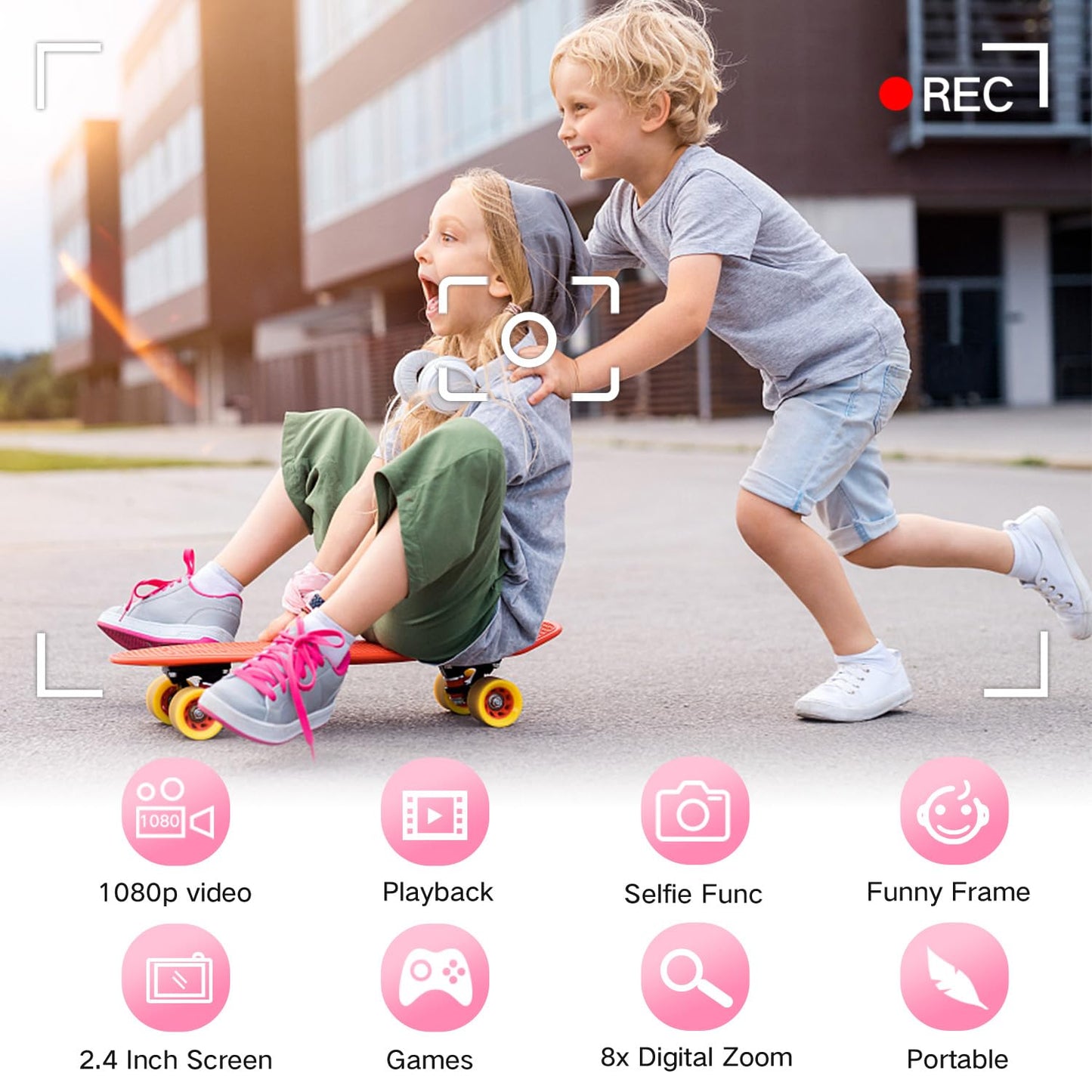 Goopow Kids Camera Toys for 3-8 Year Old Girls Boys,Children Digital Video Camcorder Camera with Cartoon Soft Cover, Best Chritmas Birthday Festival