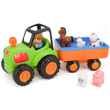 Kiddieland Light & Sound Farm Tractor Playset with Motorized Trailer