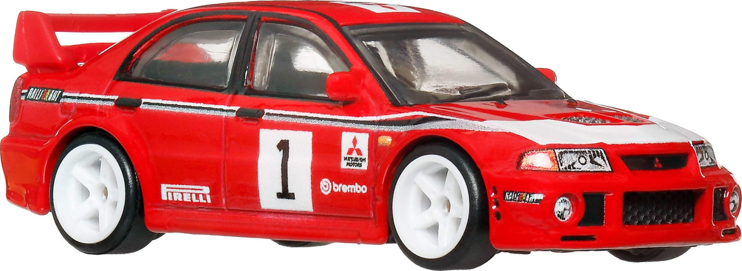 Hot Wheels Car Culture Premium 1:64 Scale Die-Cast Toy Mitsubishi Lancer Evolution VI with Real Riders Tires & Metal/Metal Body & Chassis, Thrill