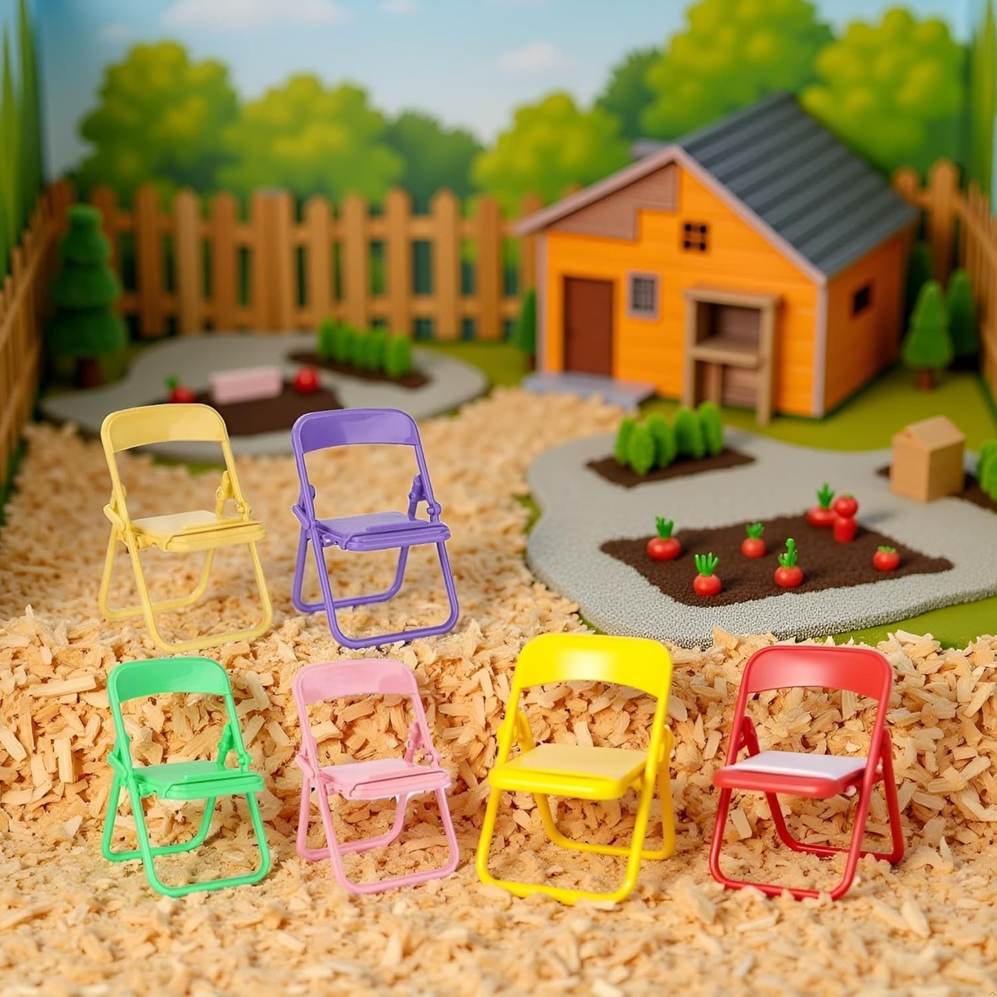 5Pcs Multicolour Simulation Mini Folding Back Small Chair Model Dollhouse Doll House Miniature Plastic Scene Props for Micro Landscape Dollhouse