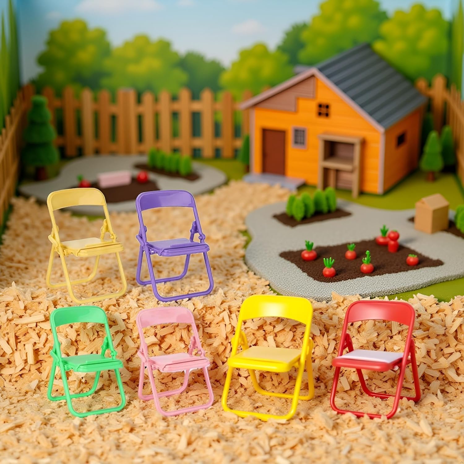 5Pcs Multicolour Simulation Mini Folding Back Small Chair Model Dollhouse Doll House Miniature Plastic Scene Props for Micro Landscape Dollhouse