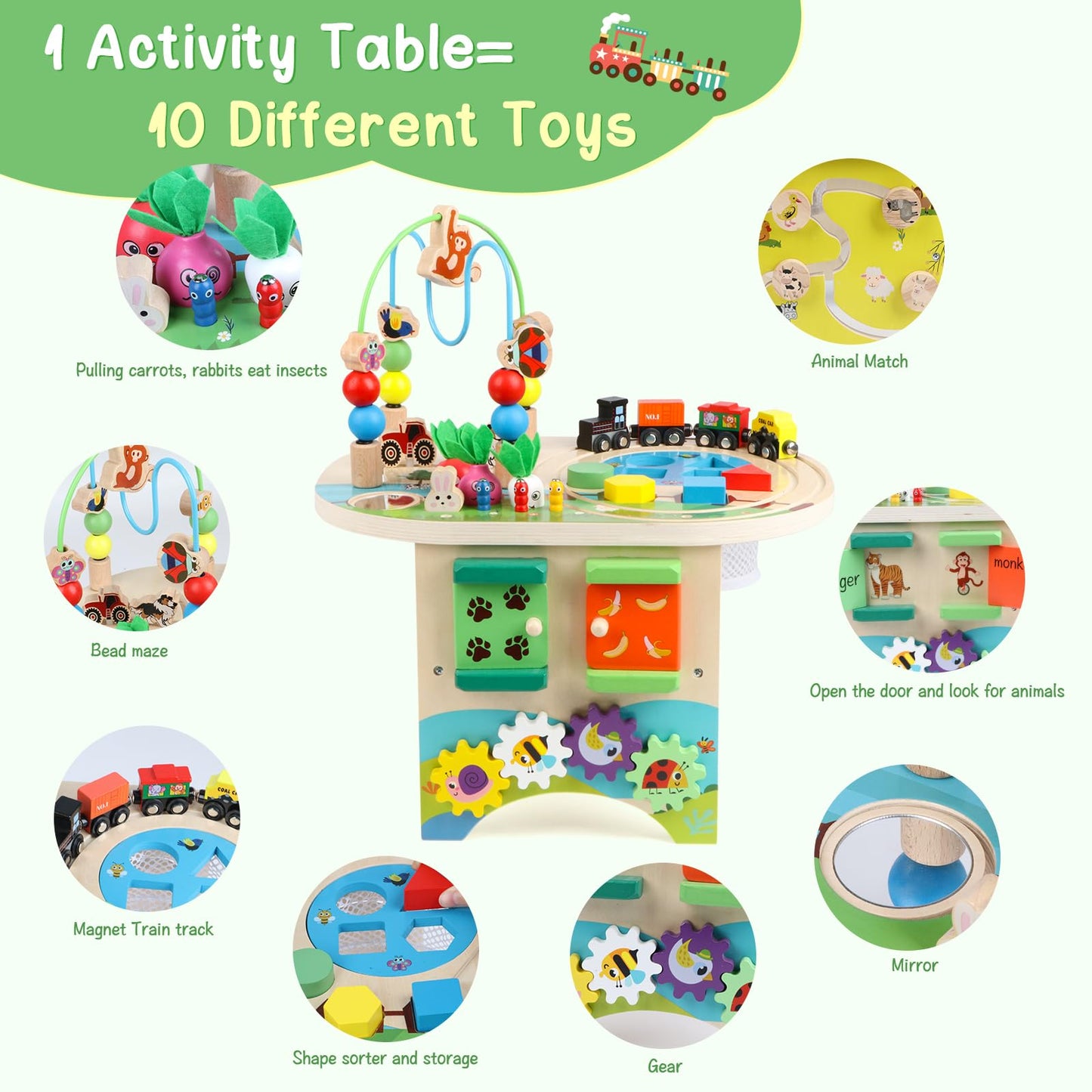Gemileo Activity Table for 1 Year Old Montessori Educational Learning Toys for 1 2 Year Old Girls Boys Toddlers Baby 12-18 Months 1st First Birthday