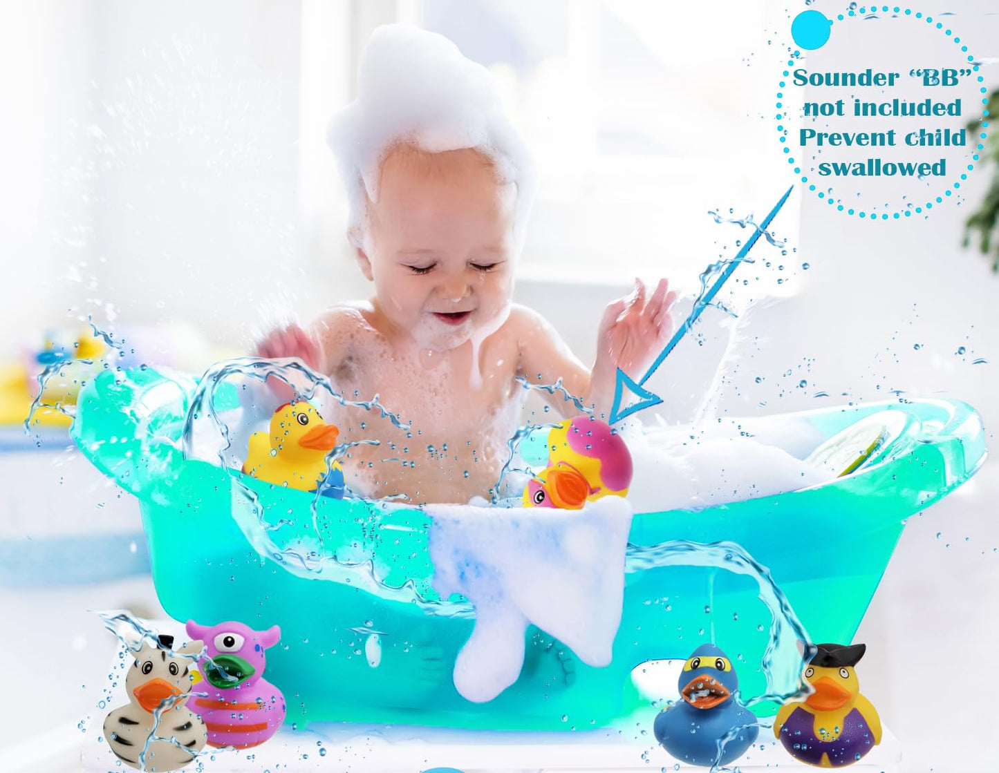 100 Assortment Rubber Duck Toy Duckies for Kids, Bath Birthday Gifts Baby Showers Classroom Incentives, Summer Beach and Pool Activity, 2" (100-Pack)