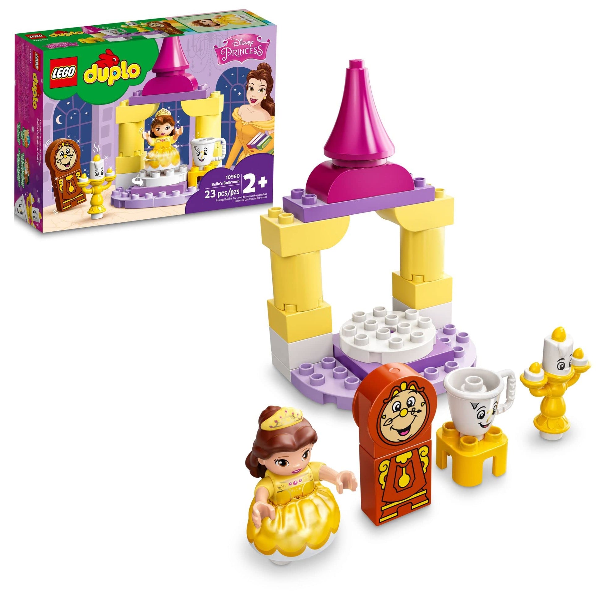 LEGO DUPLO Disney Princess Belle's Ballroom Castle 10960, Beauty and The Beast Building Toy with Princess Belle Mini Doll, Disney Pretend Play Set
