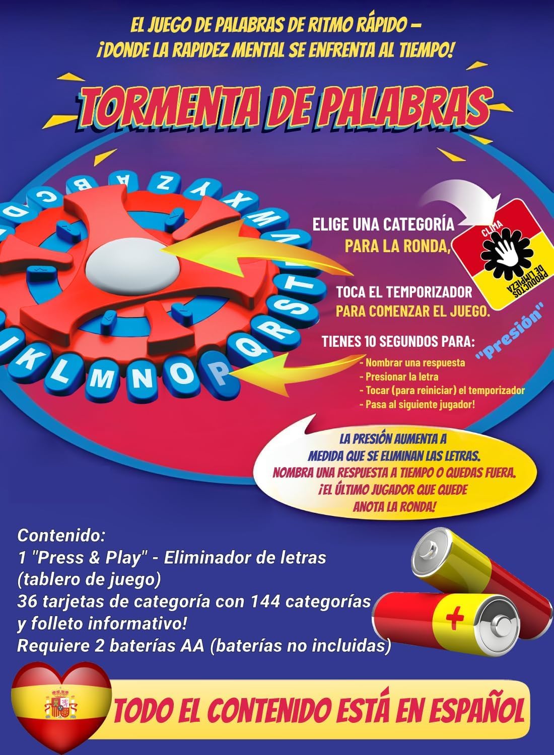 YILCER 26 Teclas Basta Juego De Mesa, Juegos De Mesa En EspañOl, Spanish Games, Quick Thinking Letter Pressing Word Game, A Great Board Game