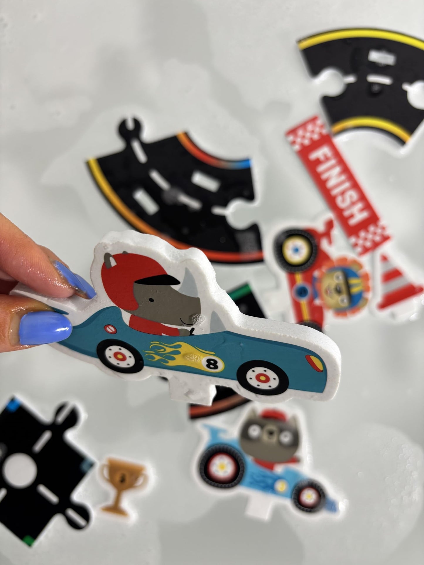 Buddy & Barney: Bath Time Grand Prix - Build A Floating Racetrack, 2 Water-Squirting Race Cars, Foam Stickers & Track Puzzle, Interactive Toy, Kids 3+