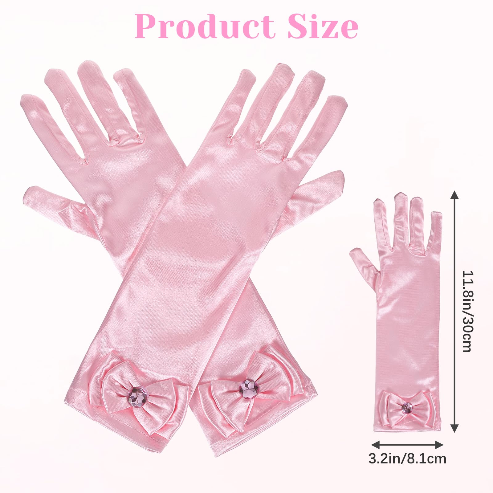xieketn 9 Pcs Pink Princess Dress Up Accessories Set, Princess Crown Gloves Fairy Magic Wand for Halloween, Princess Jewelry with Glinda Wand