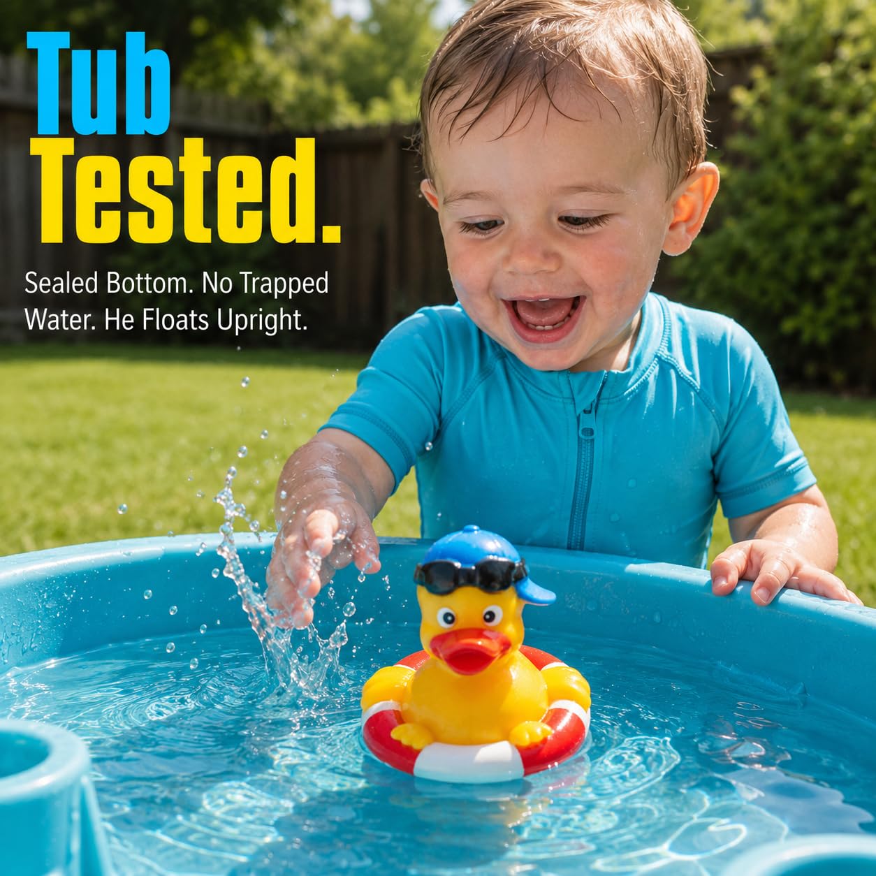 3" Rubber Duck [Sealed Hole, Floats Upright] - Baby Safe Bathtub Bathing Toy - Rubber Pool Duck