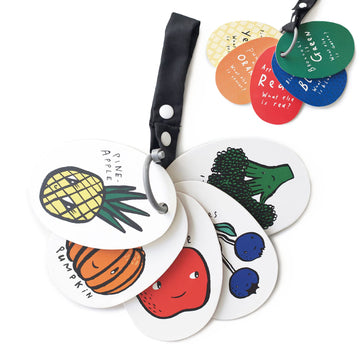 Wee Gallery Stroller Cards - I See In the Market- Food and Colors Travel Activity for Babies and Kids, with Snap on Strap for Walks, Car Seat, Bag