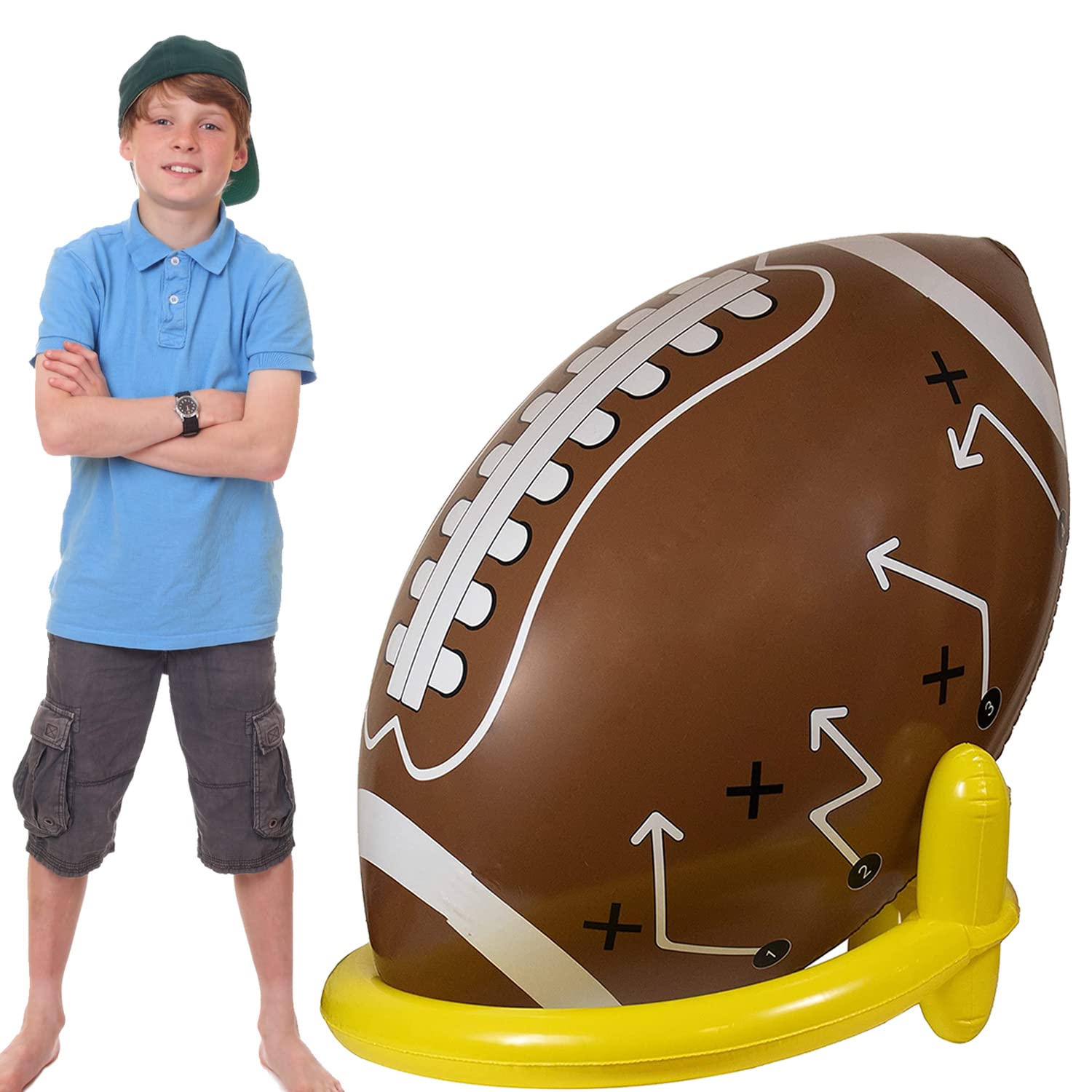 GiftExpress 40" Giant Jumbo Inflatable Football with Tee Set for Football Party, Gameday, American Sport Themed Decorations, Super Fun Football Games