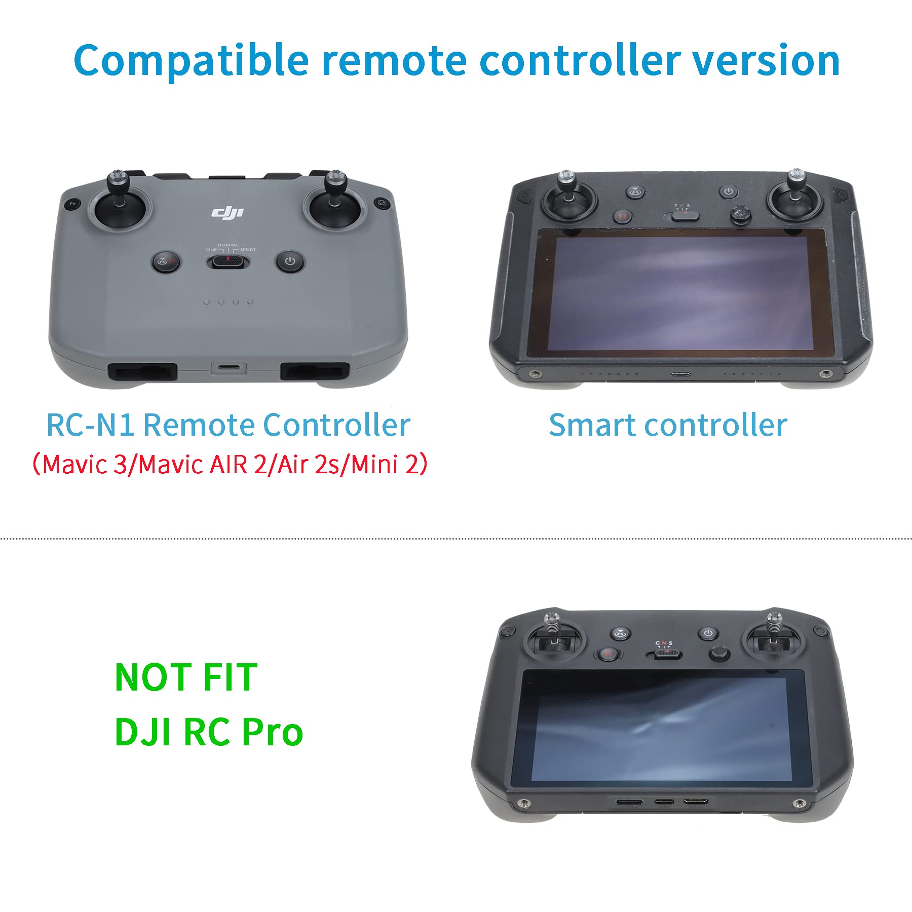Hanatora RC-N3/N1/N2/N1C Remote Controller Sticks for DJI Neo,Mavic 3,Mini 4K/2 SE,Mini 4/3 Pro,Air 3S/3/2S,Air 2,Metal Aluminum Control Joysticks