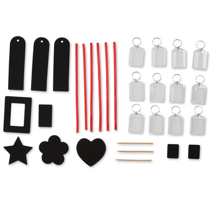 Melissa & Doug Scratch Art® Deluxe Party Pack Craft Set - 12 Jumbo Stickers, 12 Key Chains, 12 Bookmarks, 12 Magnetic Frames, 12 Stylus