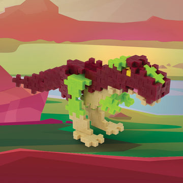 PLUS PLUS T-Rex - 3D Dinosaur Figure Building Block Set Tube, Mini Interlocking Puzzle Pieces - Fun Stem Toys for Kids