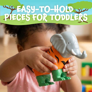 POPULAR PLAYTHINGS Magnetic Animals for Toddlers 1-3, Mix or Match Animal Toys, Set of 4 Gift for Kids - Jungle Animals