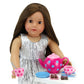 Sophia's 17 Piece Polka Dot Tea Set with Tea Pot and Cups Plus Four Detailed Petit Four Cakes for 18 Inch Dolls, Pink/Blue