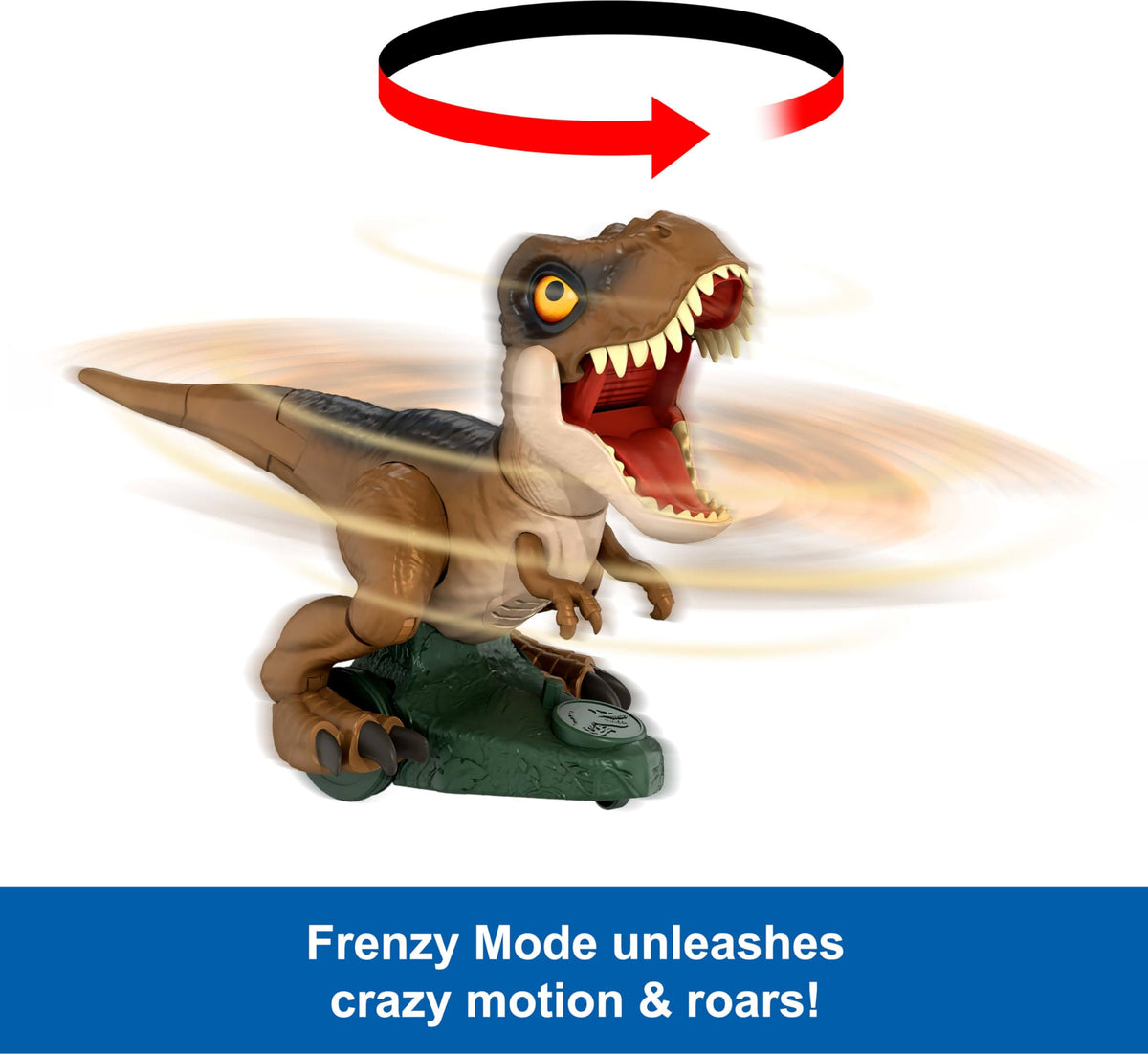 Mattel Jurassic World Roarin’ Frenzy T Rex RC Toy, Motorized Remote Control Tyrannosaurus Rex Dinosaur, Multiple Movement Modes & Sounds