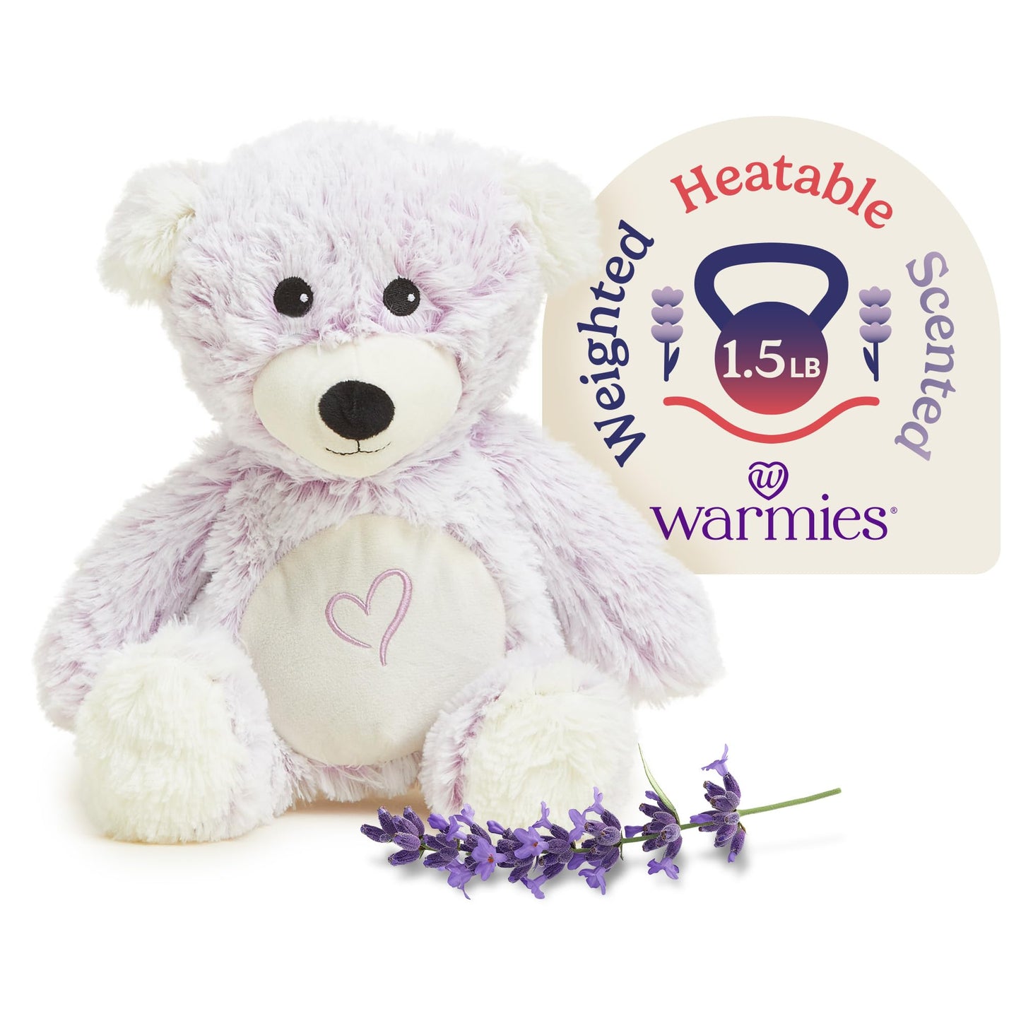 warmies Microwavable & Weighted Stuffed Animals, Love Bear - Heated Stuffed Animal Plushie for Warmth & Comfort - Cute Soft Plush Toys for Adults