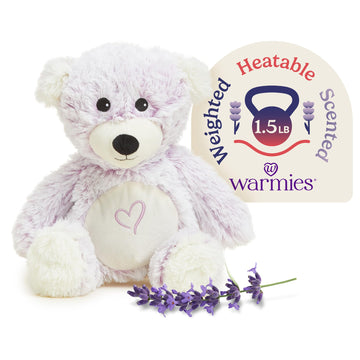 warmies Microwavable & Weighted Stuffed Animals, Love Bear - Heated Stuffed Animal Plushie for Warmth & Comfort - Cute Soft Plush Toys for Adults