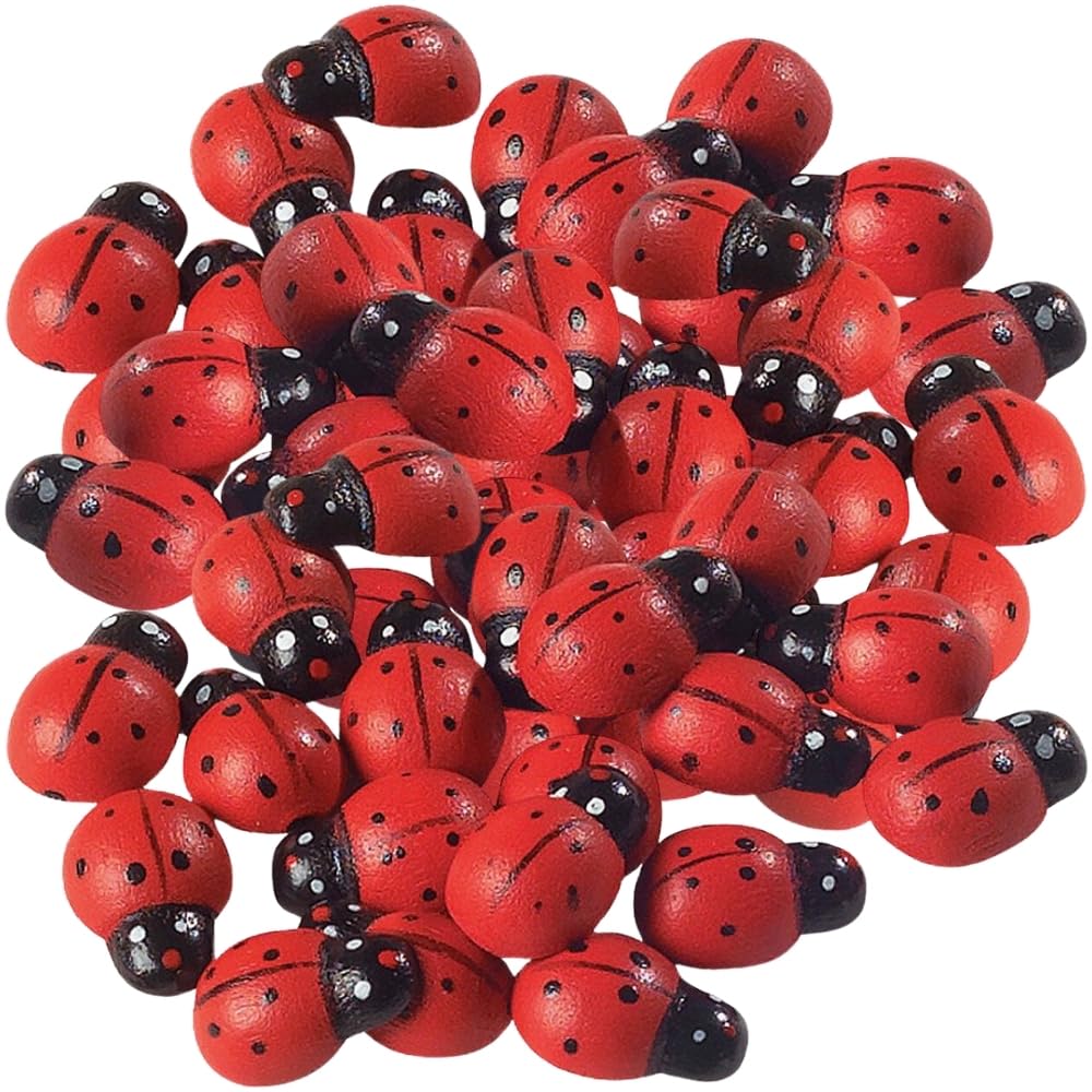Fun Express Adhesive Wooden Ladybugs (50Pc) - Crafts for Kids and Fun Home Activities - VBS Vacation Bible School Supplies/Decor