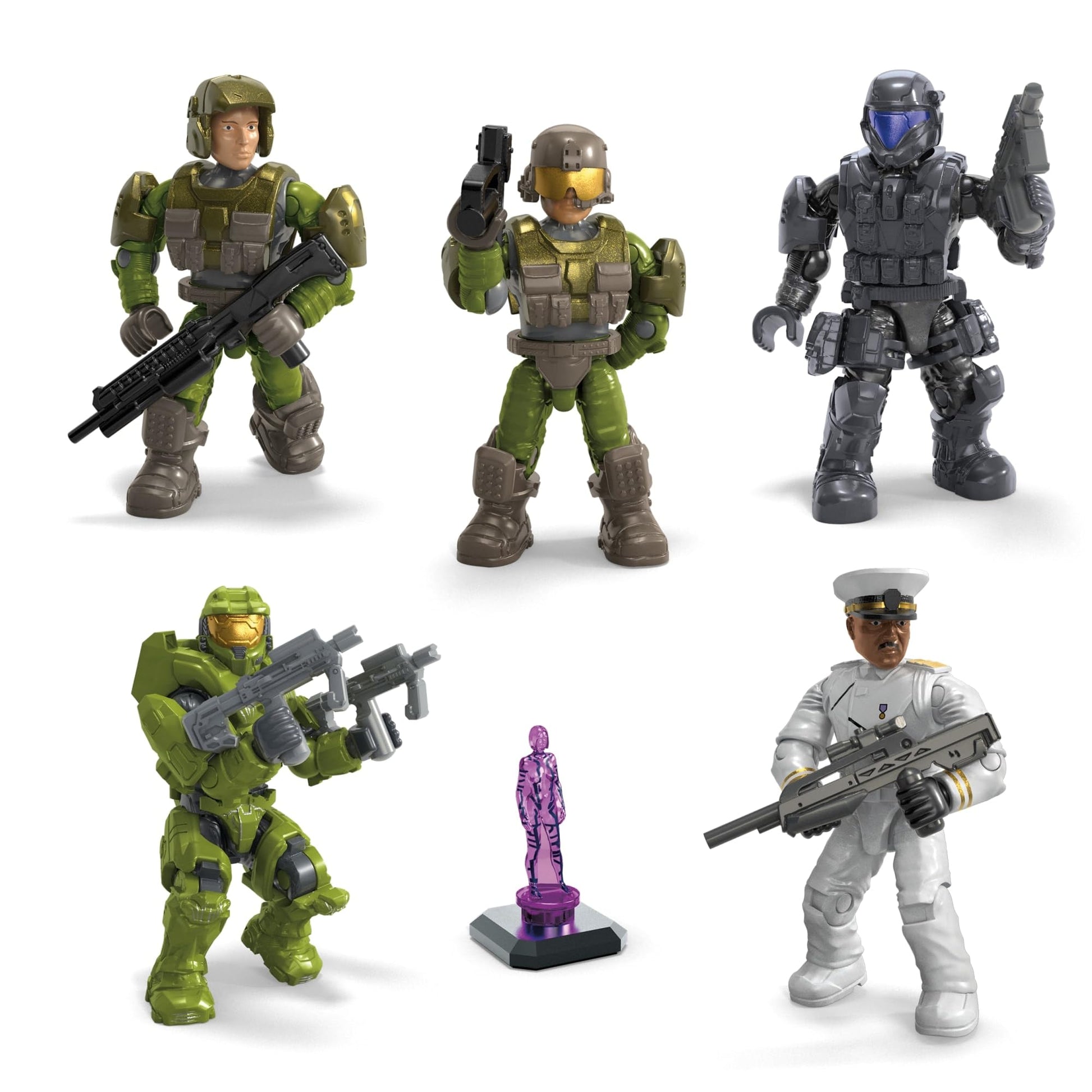 MEGA HALO Action Figures Building Toys Set, Character Pack with 339 Pieces, Poseable Articulation, 2 Inches Tall, Kids or Adult Collectible
