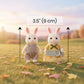 OLEOCA Family White Rabbit Figures - Set of 2 Collectible Flocked Mini Dolls with Removable Clothes, Miniature Dollhouse Pretend Play Figures for Kids