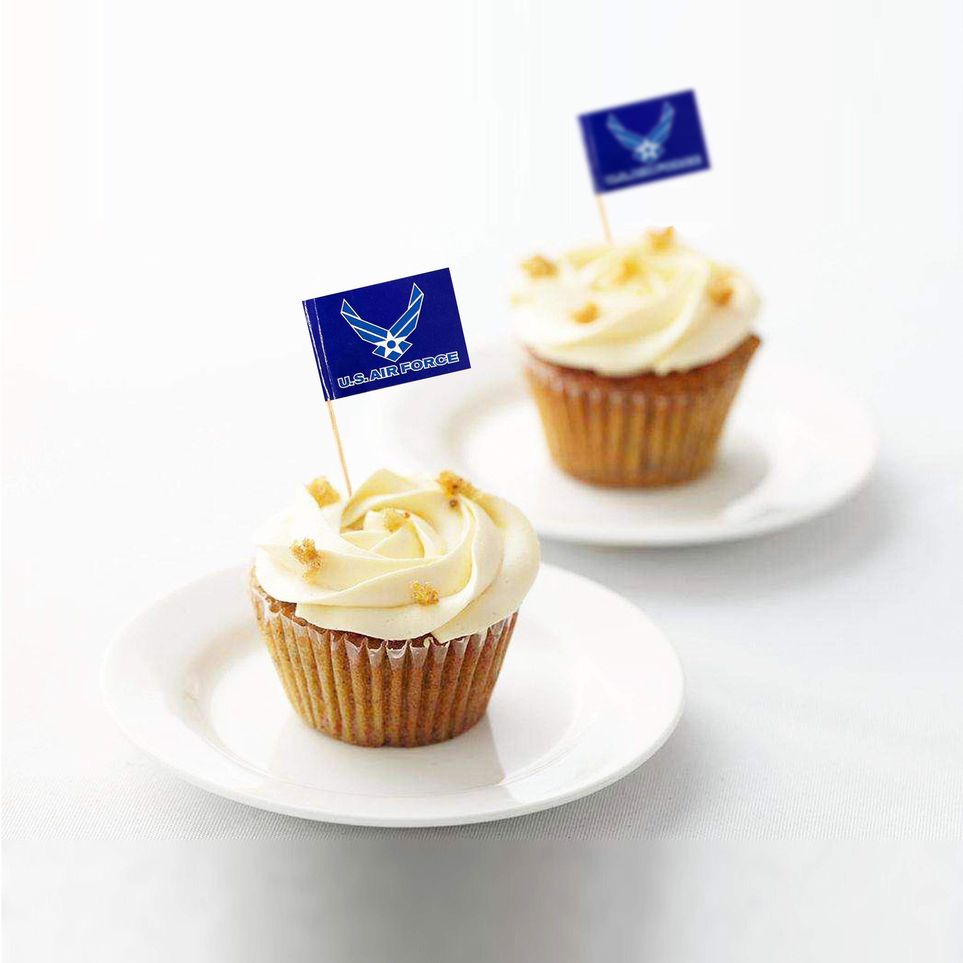 JAVD 100 Pcs US Air Force Wings Cake Topper Flag, Small Mini United States Military Air Force Wings Toothpick Flags On Stick,Decorations Supplies