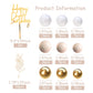 Khaki Balls Cake Topper Boho Grass Cake topper Khaki White Gold Pearl Balls Happy Birthday Cake Decorations for Wedding Birthday Boho Themed Supplies