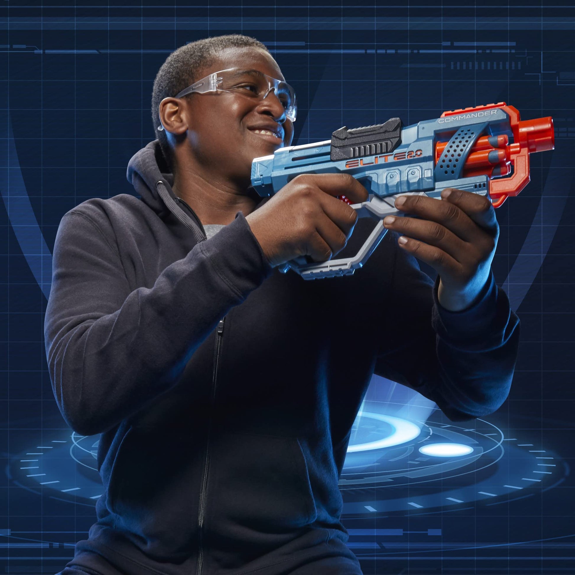 Nerf Elite 2.0 Commander RC-6 Blaster, 12 Elite Darts, 6-Dart Rotating Drum, Tactical Rails, Barrel and Stock Attachment Points