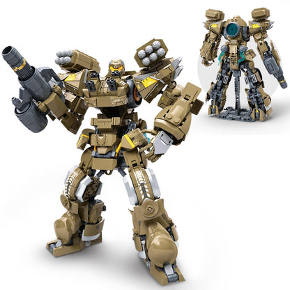 HIGH GODO Artillery Mech Robot Transforming Building Blocks Set for Adults,City Warrior Justice Hero Soldier Mech Model Building Kit, Cool Creative