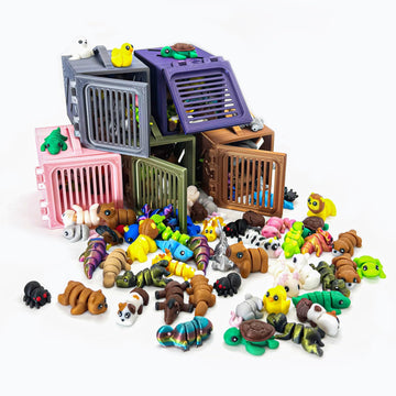 30Pcs Mini Animals Figures Set, 3D Printed Small Animal Flexible Fidget Toy, 3D Printed Cute Animal Home, Office, Executive Desk for Christmas