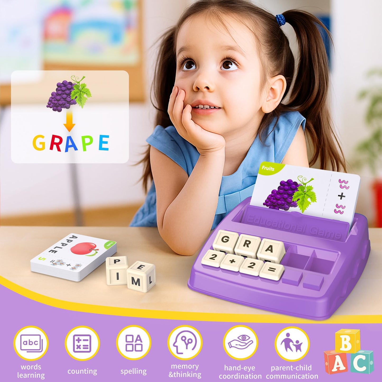 Matching Letter Games for Kids Ages 4-8,Learning & Education Toys for Preschool Boys Girls Spelling/Reading/Math Learning/Word Recognition,Birthday