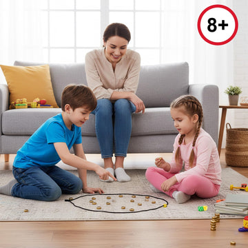 Magnetic Chess Game with Stones, Magnet Chess Game with String, 40 Magnetic Rocks, Mat, Dice and Storage Bag, Fun Magnetic Stones Game for Adults