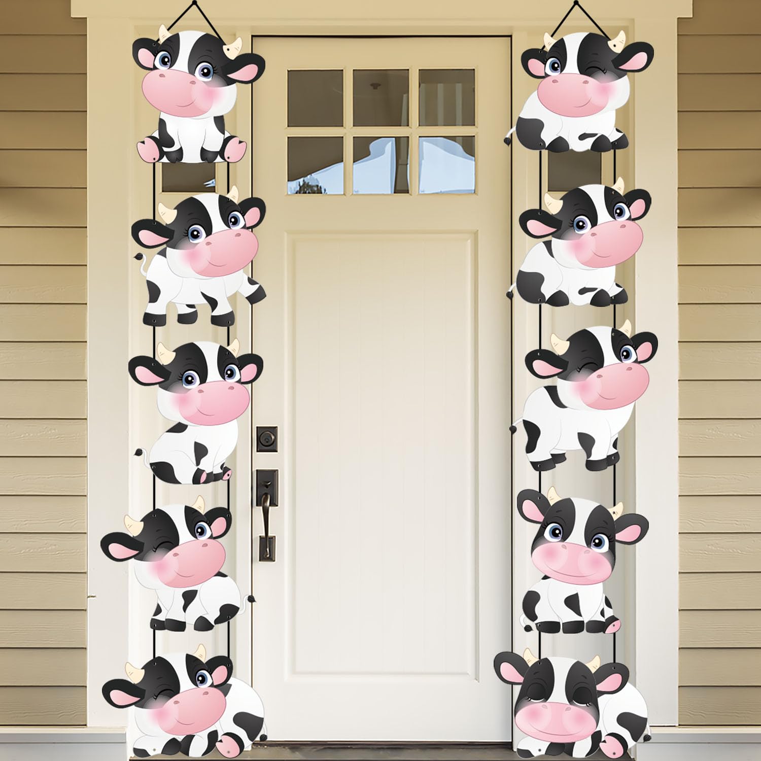 Cow Print Birthday Party Decorations Banner, Farm Animal Cow Print Party Supplies, Indoor Home Wall Outdoor Banner Backdrop Porch Sign for Kids Boys