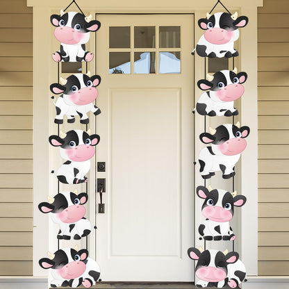 Cow Print Birthday Party Decorations Banner, Farm Animal Cow Print Party Supplies, Indoor Home Wall Outdoor Banner Backdrop Porch Sign for Kids Boys