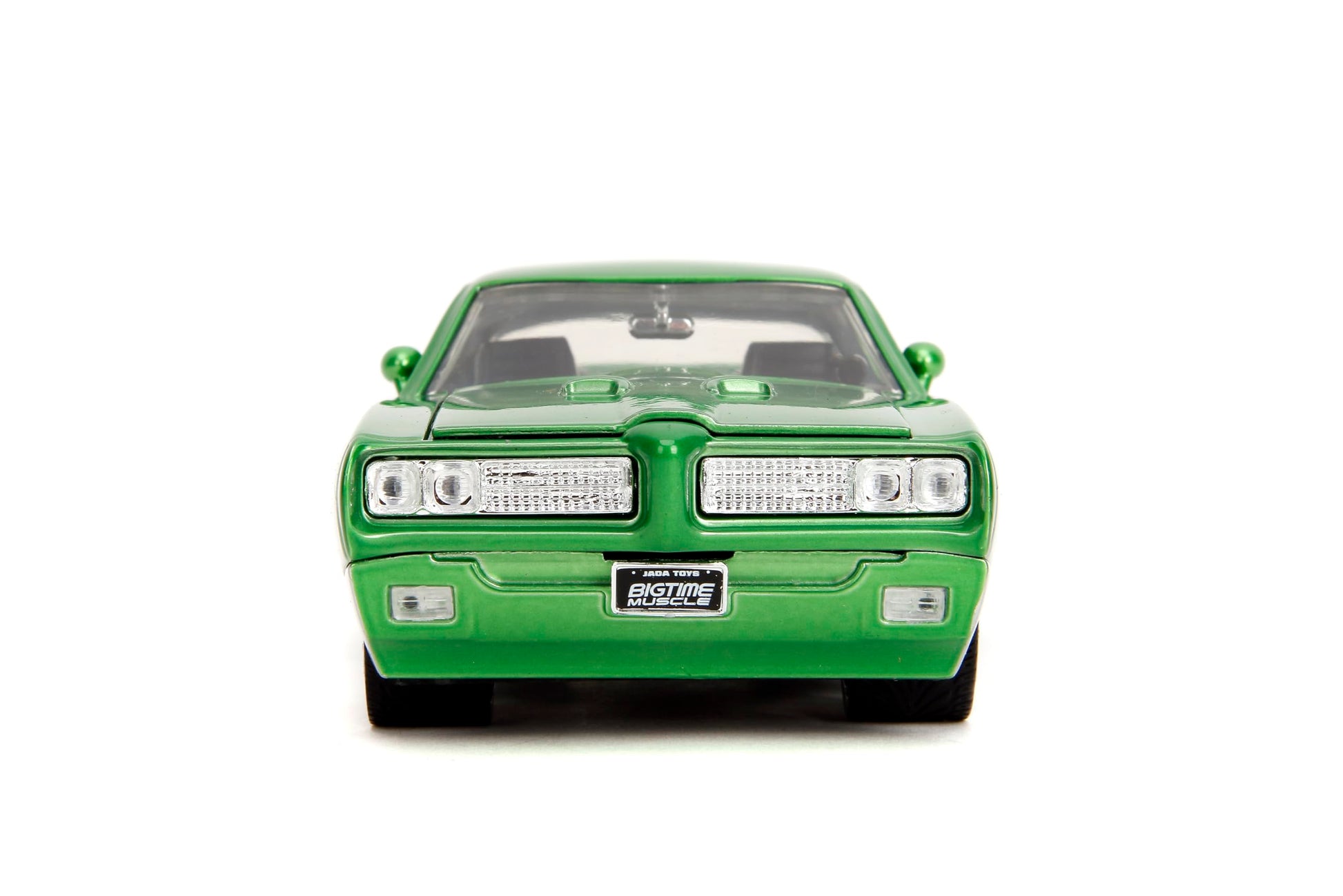 Jada Toys Bigtime Muscle 1:24 1969 Pontiac GTO Die-cast Car - Opening Doors, Hood, Trunk, Rubber Tires(Candy Silver/Green)